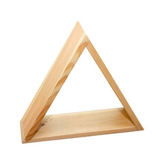 Wooden triangle walls shelves on white background. Interior design Inspiration. Furniture modern inspiration. Home living.