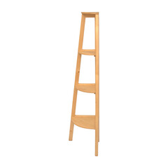 Wooden stand shelves on white background. Interior design Inspiration. Furniture modern inspiration. Home living.