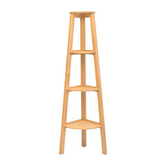 Wooden stand shelves on white background. Interior design Inspiration. Furniture modern inspiration. Home living.