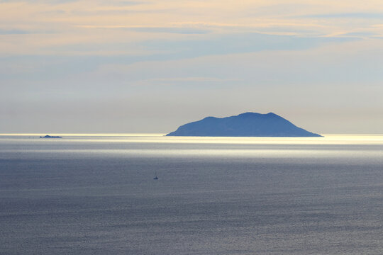 Islet Brusnik and Island Svetac (Sveti Andrija) near Vis, Adriatic sea,  Croatia