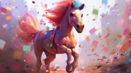 Beautiful digital paining style illustration of a horse