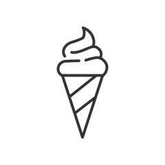 Ice cream cone line icon with editable stroke. Outline symbol. Vector illustration isolated on white background.