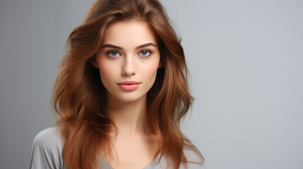 Fototapeta premium Smirking Slavic Model on Minimal Grey