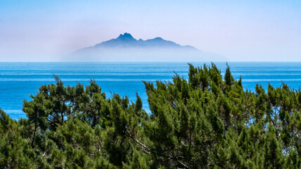 Italy Archipelago Toscano Livorno, visit to the island of Pianosa, Cala del Bruciato view of the island of Montecristo