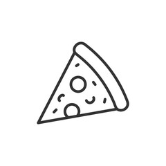 Slice of pizza - line icon with editable stroke. Outline design. Fast food symbol. Vector illustration.