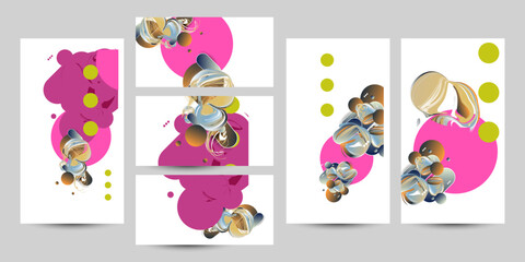 New squircles trendy yar Set geometric colors Abstract 3D eps 10. Flowing and liquid abstract gradient background Risoprint. vector design