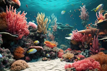 Fototapeta na wymiar various coral species spawning together