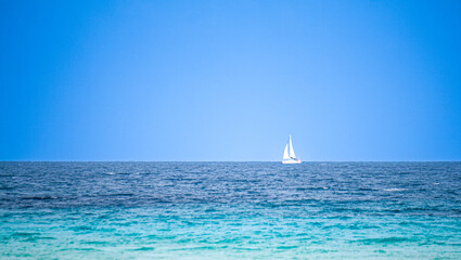 Single ship in the sea