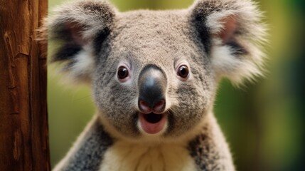 Obraz premium Studio portrait of a Koala with a surprised face. AI generative.