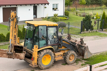Construction Progress. Powerful Yellow Excavator in Action