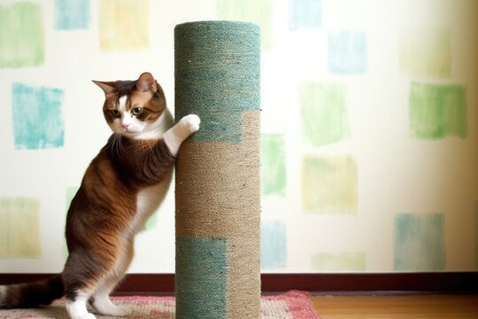 catnip-infused scratching post attracting cat attention
