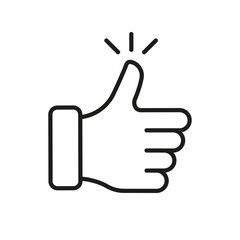 Thumb Up Line Icon. Finger Up, Good, Best Gesture Sign in Social Media Linear Pictogram. Like Outline Sign. Approve, Confirm, Accept, Verify Symbol. Editable Stroke. Isolated Vector Illustration