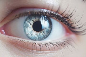 Fototapeta premium pale skinned female light blue eye close up with no make up 