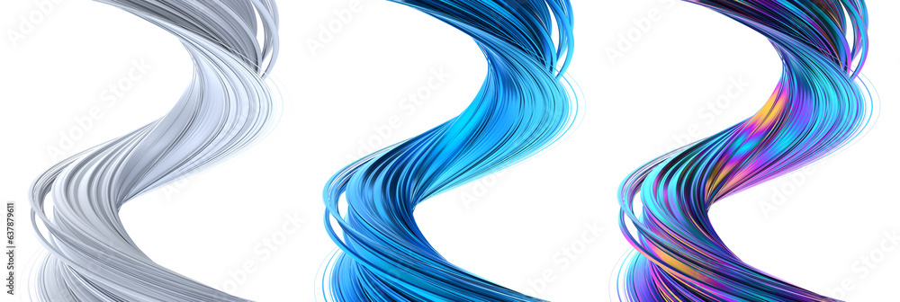 Poster set of abstract colorful shapes, 3d render