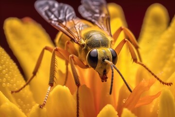 close-up of pollen-covered insect legs on a flower petal