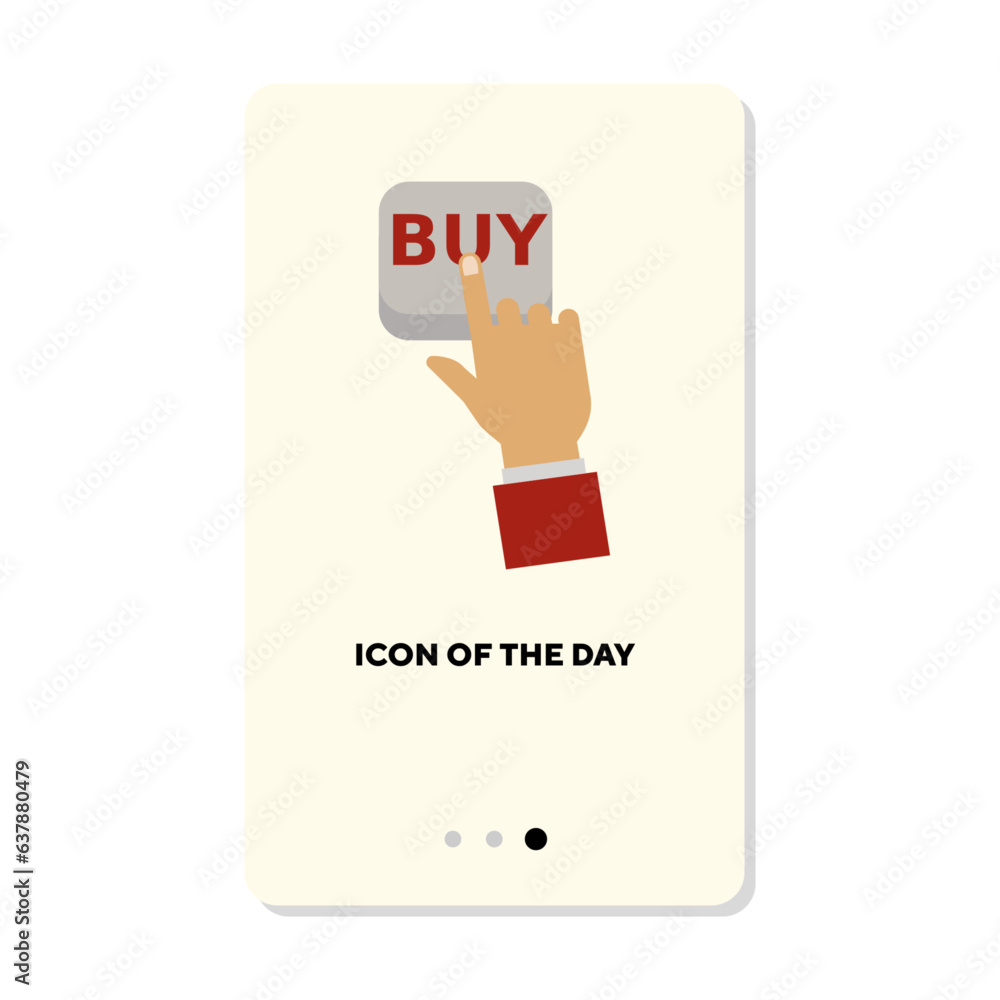 Poster buying online flat vector icon. click buy isolated vector sign. shopping and technology concept. vec