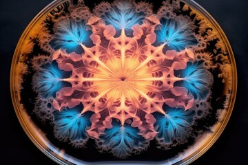 colorful cymatics patterns in oil and water