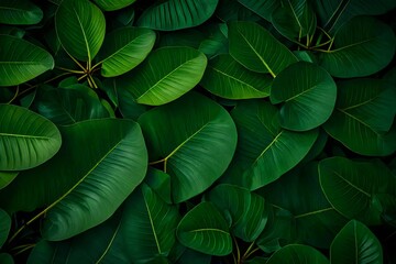 Background of tropical green leaves