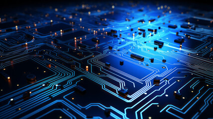 High - tech technology blue background texture. Circuit board minimal pattern. Science illustration. .