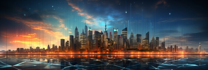 Fototapeta premium Trading and real estate investing concept with graph data and digital stock market. .