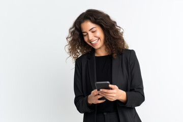 Fototapeta premium woman with phone on white background. .