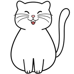 Cute Cartoon Sitting Cat