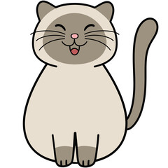 Cute Cartoon Sitting Cat