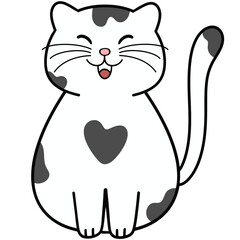 Cute Cartoon Sitting Cat