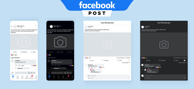 Facebook desktop web app post vector template design