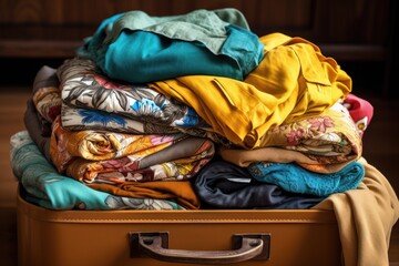 folded clothes in a suitcase for vacation packing