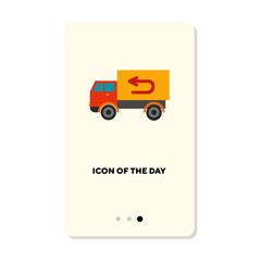 Truck going back with cargo on white background. Freight, traffic cartoon illustration. Delivery and transportation concept. Vector illustration symbol elements for web design and apps