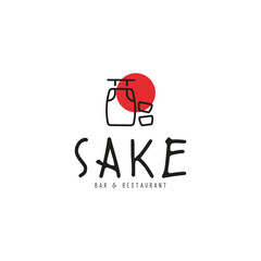 creative abstract sake icon logo vector design template with japan, outline and elegant style for restaurant and bar business