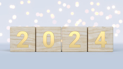 2024 new year concept. White background. Merry Christmas and Happy New Year. 3d render illustration - 637885806