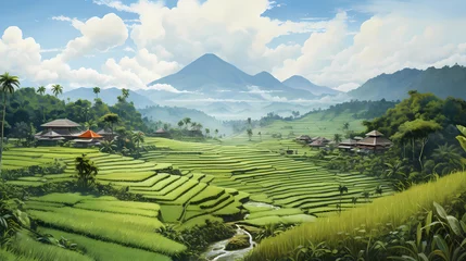 Deurstickers Rijstvelden Bali's serene rice terraces