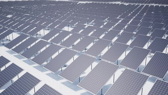 4K60 multi-angle 3D rendering animation of solar power plant
