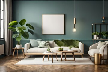 modern living room with table picture poster generated by AI tool