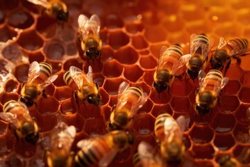 macro shot of propolis, bee glue, in hive
