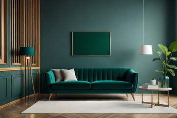 modern living room with sofa for picture poster generated by AI tool