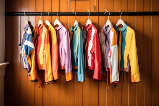 jockeys colorful racing silks on a hanger