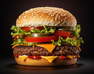 hamburger on black background