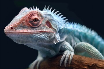 Fototapeta premium close-up of a lizard halfway through shedding process