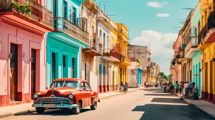 Stickers pour porte Havana Havana's colorful streets