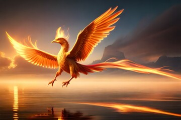 Fototapeta premium epics bird with fire generated by AI tool
