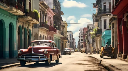 Crédence de cuisine en verre imprimé Havana Havana's colorful streets