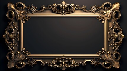 vintage luxury golden frame on black background