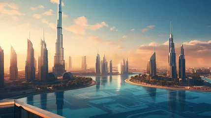 Crédence en verre imprimé Burj Khalifa Dubai's futuristic cityscape