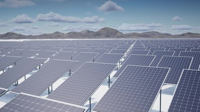 4K60 multi-angle 3D rendering animation of solar power plant