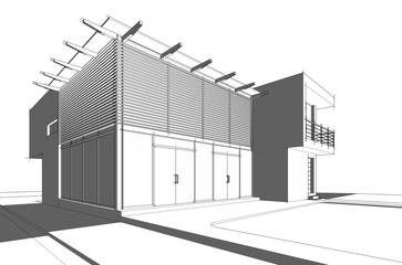 Modern house architectural drawing