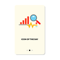 Data research flat icon. Information, study, report isolated vector sign. Analyzing and statistics concept. Vector illustration symbol elements for web design and apps