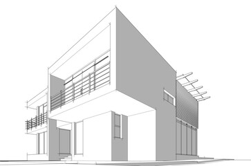 Modern house architectural drawing